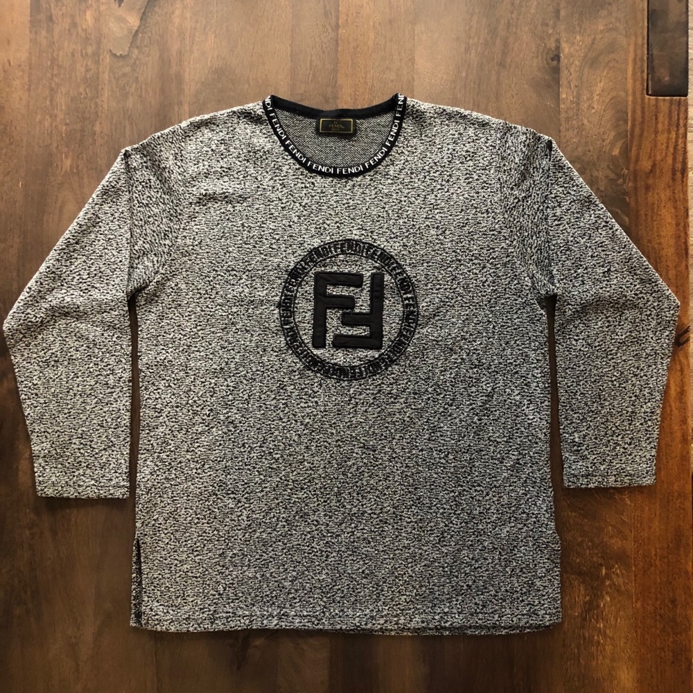 FENDI gray grey long sleeve sport shirt women LRG
